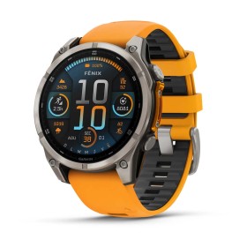 Fēnix 8 Montre connect&eacute;e GPS Outdoor - 47 mm, AMOLED Sapphire - Titanium avec bracelet en silicone orange/graphite