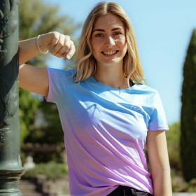 Tshirt de running Femme TDR - Bleu / Rose