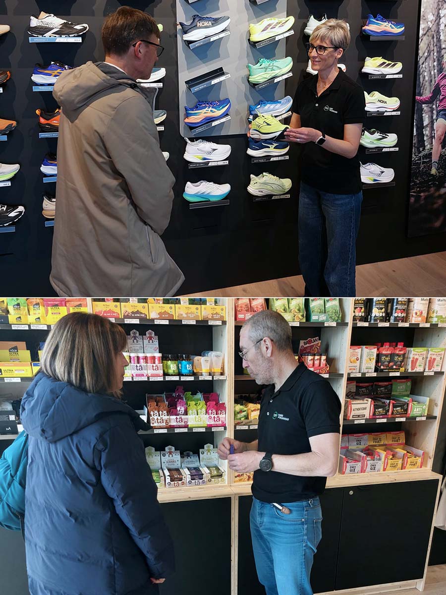 Conseillers experts du magasin Terre de Running &agrave; Dieppe accompagnant les coureurs dans le choix de leur &eacute;quipement running